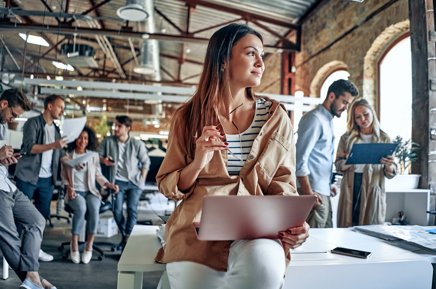 People collaborating on employer branding